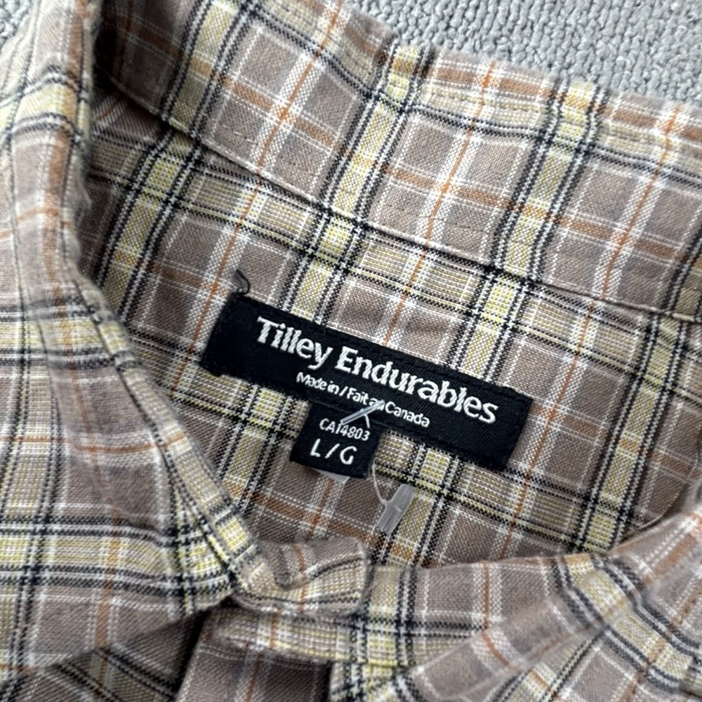 Tilley Endurables Shirt Adult Large Check Button Up Long Sleeve Casual Men's - Picture 10 of 15